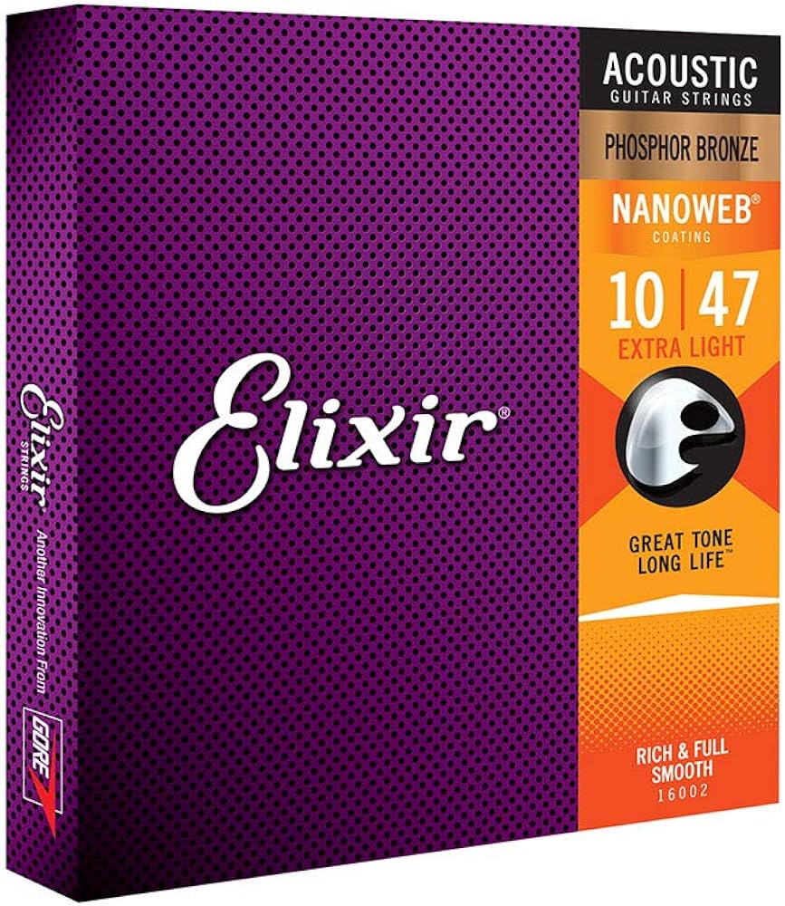ENCORDOAMENTO P/ VIOLÃO AÇO .010 ELIXIR NANOWEB 16002